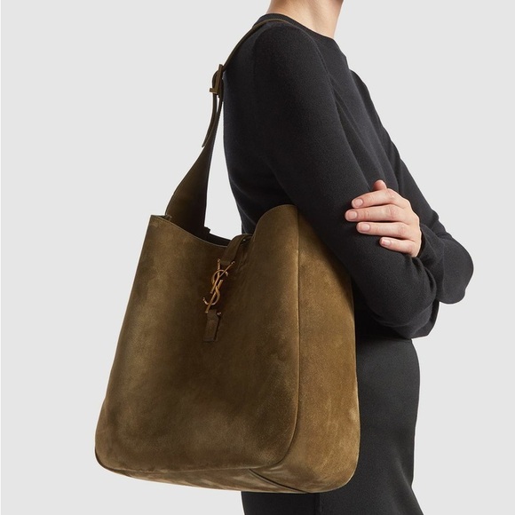 YSL Saint Laurent Le 5 a 7 Large Shoulder Bag Barley Green Suede - Picture 13 of 13